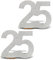 Oblique Unique Zahl 25 Holz Aufsteller mit Glitzer 2 Stk. Dekoration für Silberhochzeit 25. Geburtstag Jubiläum Deko Silber Tischdeko
