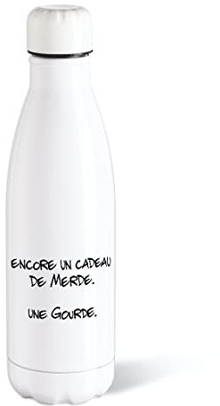Bouteille d’eau Isotherme 500ml Acier Gourde Réutilisable Ecologique Maintien Chaud/Froid 12h. Idée Cadeau Original Humour Homme Femme Ami Sport Voyage Bureau Anniversaire Noël