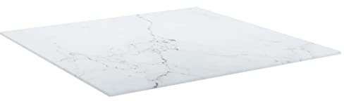Keketa Plateau de rechange en marbre - Plateau en verre - Pièce de rechange pour table à manger, table basse, table de jardin - Blanc - 60 x 60 cm - 6 mm - Design marbre