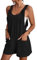 KOEMCY Womens Strappy Overalls Dungarees Sleeveless Playsuits Loose Short Overalls Summer Shortalls Rompers Casual Dungarees Overalls with Pockets (Black, M)