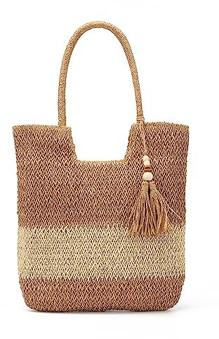 EVEOUT Shoppers de Paja para Mujer Bolsos Totes Verano Estilo Bohemio Grande Bolsos de Hombro de Paja de Playa