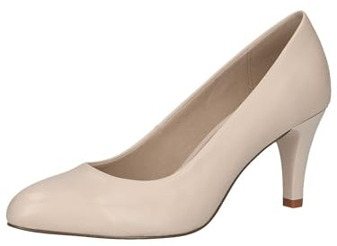CAPRICE Damen Pumps aus Leder mit Trichterabsatz, Cremefarben (Offwhite Nappa), 37 EU
