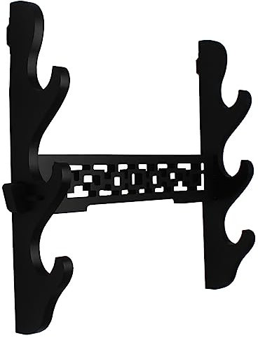 MANNIFEN Holz-Schwerthalter, Wandhalterung, Samurai-Schwert-Display, Ständer, ausgehöhltes Muster für Katana Wakizashi und Standardschwerter (3 Ebenen)