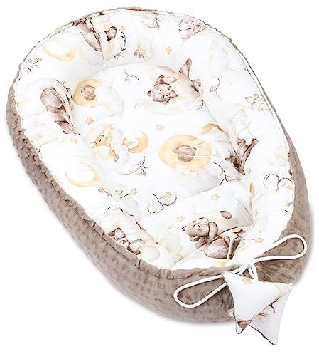 Nestchen Baby - Babynestchen Neugeborene Minky Babynest für Kinderbett Vielseitiges tragbar Nest kuschelnest zubehör für babybett warm Winter coccon Schlummer Bär Khaki