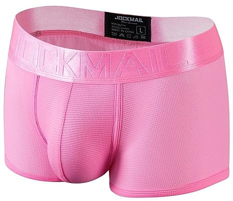 JOCKMAIL sous-vêtements Sexy Slips Boxer pour Hommes Soie Glacée Respirant (XL, Pink)