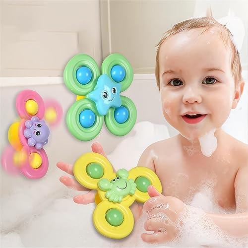 TLHWIN 3 Piezas de Ventosa Juguetes para Niños y Bebés - Spinner de Baño, Sensorial, para Bañera - Mayores de 1 Año