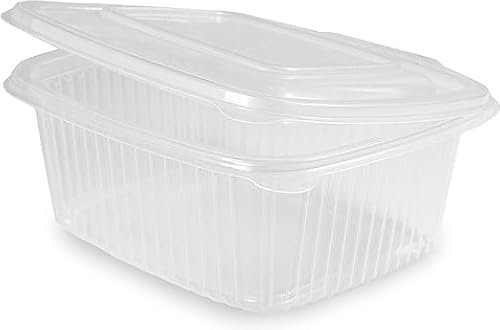 GreenFyA - 50 Envases Reutilizables PP con Tapa Bisagra para Alimentos Calientes o Fríos, Ecológicos - Plástico Reciclables -Apto Microondas - Congelación y Lavavajillas. (500ml)