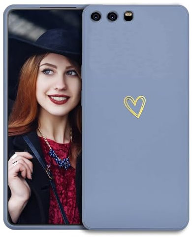 POUHYE Handyhülle für Huawei P10 Hülle, Soft Silikon Case mit Herz, Kameraschutz und Bildschirmschutz, Ultra Dünn Stoßfest Anti-Rutsch Schutzhülle für Huawei P10 Hellblau