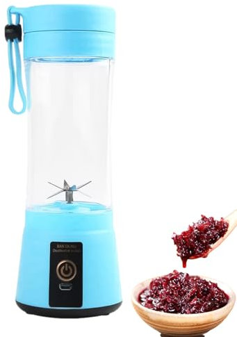 Moxeupon Botella mezcladora de Frutas, exprimidor de Frutas, Licuadora eléctrica exprimidora portátil de 400 ml, Batidora de Cocina con Cuchillas de Acero Inoxidable para Camping, Comida