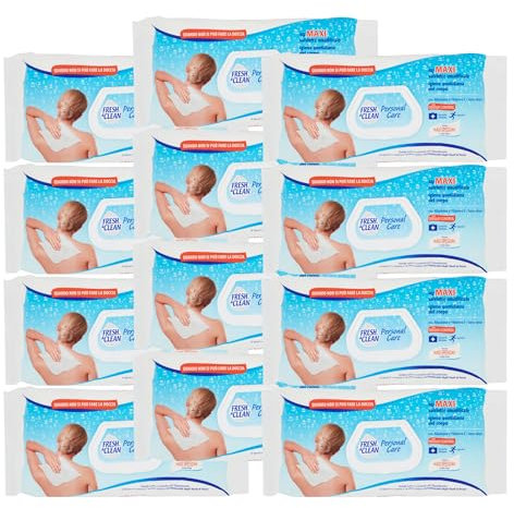 Fresh & Clean Personal Care Salviette Maxi Umidificate per Igiene Quotidiana del Corpo, Confezione da 40 pezzi (12 Confezioni)