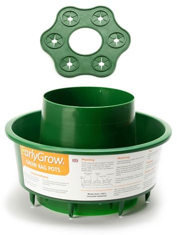 EarlyGrow Tomato & Vegetable Grow Bag Watering Pot Halo with Wigwam Cane Grip to Support Climbing Plants - Pack of 6