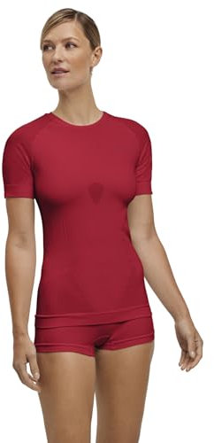 FALKE Women's Warm Round Neck W S/S TS Functional Yarn Quick Dry 1 Piece Base Layer Top, Red (Red 8644) - New - eco-Friendly, M