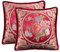 Qupace Set mit 2 bestickten Vintage-Kissenbezügen, 45,7 x 45,7 cm, Retro-Blumen, rote Kissenbezüge für Sofa, Couch, Stickerei, Kissenbezug für Wohnzimmer