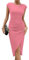 Missufe Elegant Wickelkleid Partykleid Figurbetontes Abendkleider Damen Cocktailkleid Bodycon Midikleid Sommerkleider (Rosa, groß)