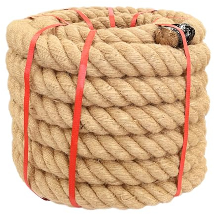 Chmentnanza 2 Inch x 50 Ft Hemp Rope - Industrial Grade Heavy Duty Twine for Pro Battle Rope Training, Dock Piling, Log Cabin Decor & Landscaping (4400 lbs Tensile Strength)
