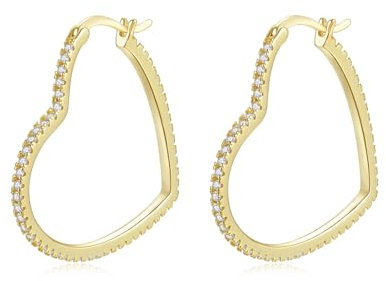 GAVU Damen Herz Ohrringe Silber 925 Gold Creolen Groß