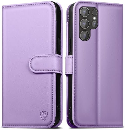 EASDNB Handyhülle für Samsung Galaxy S22 Ultra Hülle Wallet Premium Leder Klappbar für Samsung S22 Ultra 5G Flip Case Magnet Kartenfach Standfunktion Tasche Schutzhülle für Galaxy S22 Ultra,HellLila