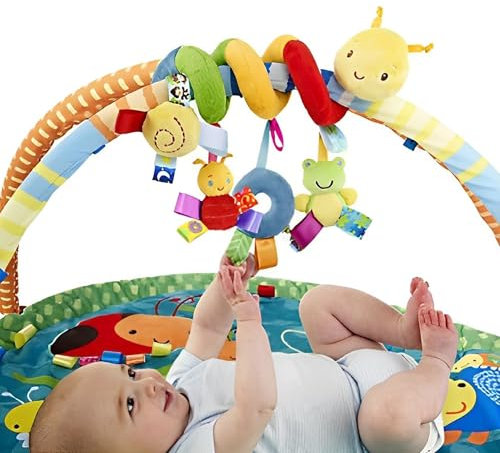 WYFCR Spielbogen, Bogen Spielzeug Kinderwagen, Spielbogen für den Kinderwagen, mit 3 Sensory Hanging Animals Rassel, Hängend Sensory Babyspielzeug Geschenk für Neugeborene(Raupenfrosch-Stil)