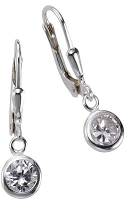 Zeeme Basic Damen Ohrhänger 925/- Sterling Silber 2,5cm Glänzend Zirkonia weiß 299230003R