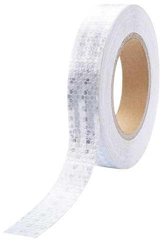 TESSTSY Reflektierendes Klebeband 23m x 2.5cm, Wasserdicht Reflektorband Selbstklebend, Reflektierendes Warnband, Reflektierendes Sicherheits Warnband, für Fahrrad, Fahrzeuge, Autos (Weiß)