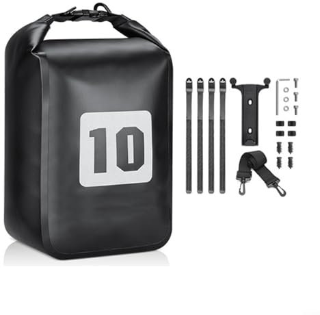 Alanmoship Bike Front Fork Bag 10L Waterproof Shoulder Bag for E-Scooter Ebike Mountain Bike with Quick Detachable Rack PVC Material Large Capacity Black Green(10L Black)