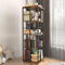 WUDLEP 4-stufiges Bücherregal Drehbar Schwarz, 360-Grad-Display Drehbares Bücherregal aus Holz, Rotating Bookshelf, Stehendes für Wohnzimmer, Schlafzimmer, Büro