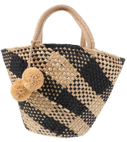 WOFASHPURET Strohgewebte Tasche Runde Bucket Bag Damen Schultertasche Strand Aufbewahrungstasche Reisetasche Casual Bag Für Persönliche Gegenstände