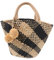 WOFASHPURET Strohsack straw bag for women reisetaschen Praktische Freizeittasche travel pack shopper korbtasche Frauentasche zum Einkaufen runde Beuteltasche tragbare Webtasche Baumwolle Black