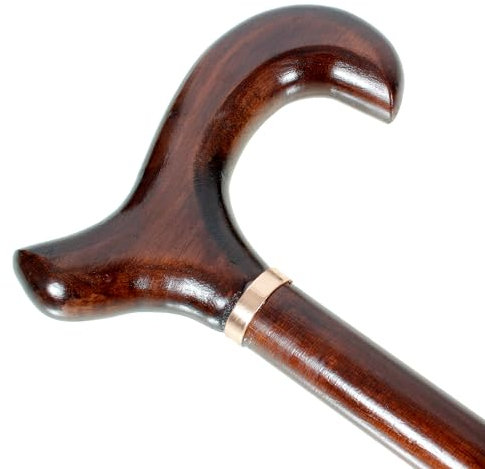 Handgefertigter Derbystock für Herren und Damen, aus Holz, mit verbranntem Griff, 95 cm, Braun