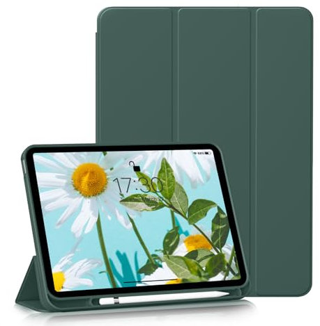 LIQIZE Hülle für iPad 11. Generation 11 Zoll A16 2025/ iPad 10. Generation 10,9 Zoll 2022 Hülle mit Stifthalter, Weicher TPU Rückseite Schutzhülle, Automatischer Schlaf/Aufwachen, Grün