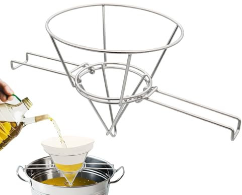 Celuicion Support de filtre à huile de friteuse, support de filtre à frite,Porte-filtre à l'huile de friteuse avec bras pliables | Rack de passoire réutilisable en acier inoxydable pour le restaurant