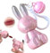 2-in-1 Niedlicher Kaninchen-Schlüsselbund & Lippenstift – Feuchtigkeitsspendender Lipgloss mit Velvet-Matte-Finish, perfekt für tägliches Make-up, süßes Accessoire & Pflege in einem (#01)