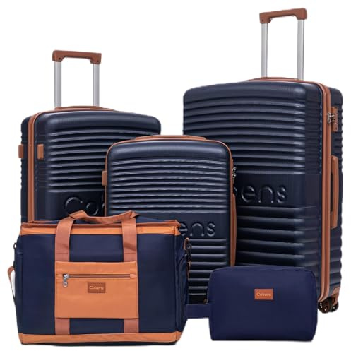 Cobens Luggage Sets 5 Piece, Suitcases with Wheels, TSA Lock, 20/24/28,Blue
