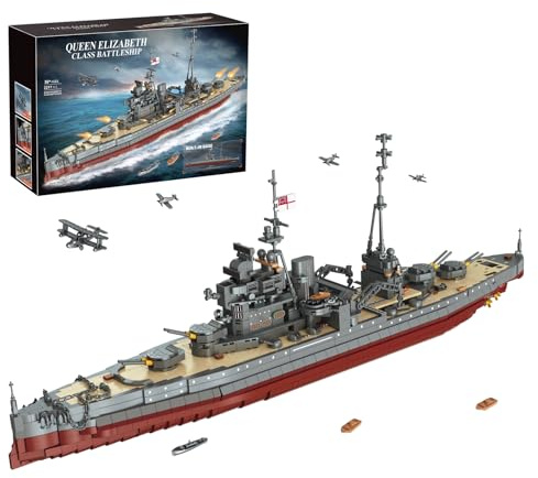 muuchuu Ensemble de maquette de porte-avions militaire Queen Elizabeth, kit de construction de cuirassé en briques pour adultes, modèle de navire de guerre technique pour garçons et filles de 14 ans