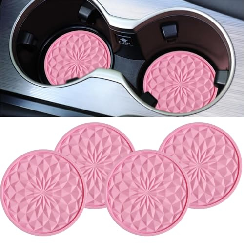 Car Coasters for Cup Holders, 4 PCS Universal Cup Mats for Drinks Coffee, Sift-Proof Removable Vehicle Automotive Coasters Automotive Home & Bar Accessories