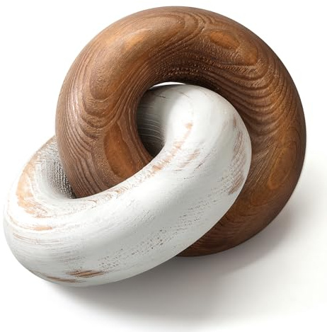 EOSAHR Wood Knot Decor for Side, Console & Entryway Table, Brown & White
