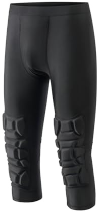 Topeter Men's Compression Capri Leggings with Knee Pads & Cup Pocket for Basketball, Running