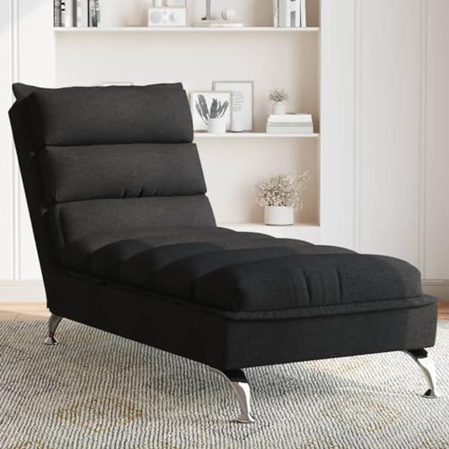 Frdhee Relaxliege Sofa Klein,Chaiselongue mit Kissen Schwarz Stoff,Relaxsessel für Wohnzimmer,Büro,Wohnung Einfache Montage