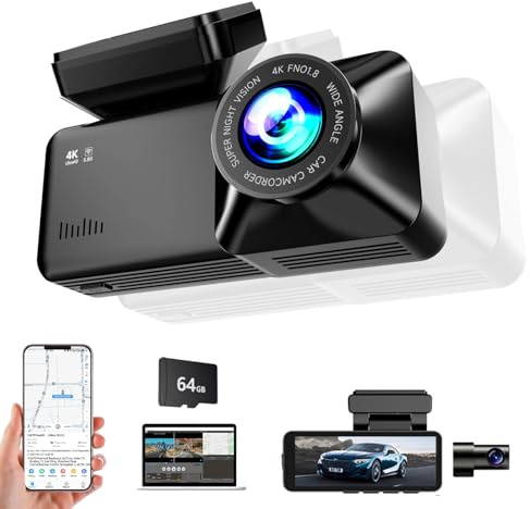 Mivo Dashcam Pro 2.0 4k mit Front- und Rückkamera, GPS, Kostenlose 64GB Karte, Dashcam mit Parküberwachung, 170° Weitwinkel, Nachtsicht & Parkmodus