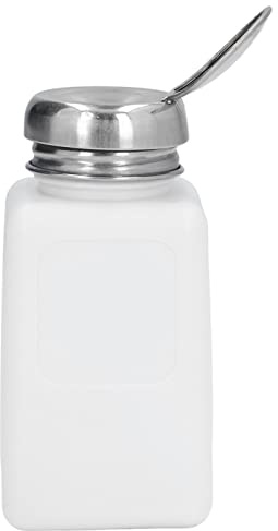 AUNMAS 200-ml-Lösungsmittelspender, Antistatische Quadratische Flasche mit Edelstahldeckel für Aceton-IPA-Nagellack-Make-up (WHITE)