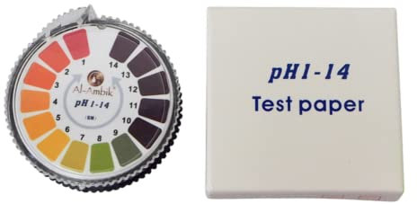 Al-Ambik® pH Indikatorpapier auf Rolle I 5 Meter pH Teststreifen I pH-Tester mit Messbereich pH 1-14 I Universal pH-Wert Messer für Wasser & Alkohol I Hochwertiges Lackmuspapier mit Farbskala