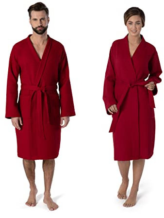 Möve Homewear Kimono Waffelpiquée in Gr. L aus 100 % Baumwolle, ruby