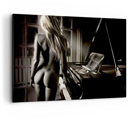 ARTTOR Bilder auf Leinwand 100x70cm Leinwandbild Frau Nackt Geheimnis Groß Wanddeko Bild Schlafzimmer Küche Deko Wandbilder Dekoration Wohnzimmer Wall Decor Canvas Wand Kunstdruck Art AA100x70-0114