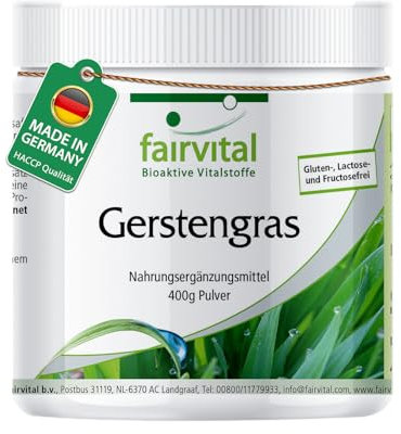 Fairvital | Herbe d'orge en poudre - substance pure sans additif - 400g - issu de l'agriculture écologique - Vegan