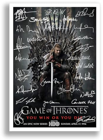 Mounted Gifts Trading Game Of Thrones Full Cast Signed Autograph Signature A4 Poster Photo Print Photograph Picture TV Show Series Season DVD Boxset Present Gift (A4 Poster Only)