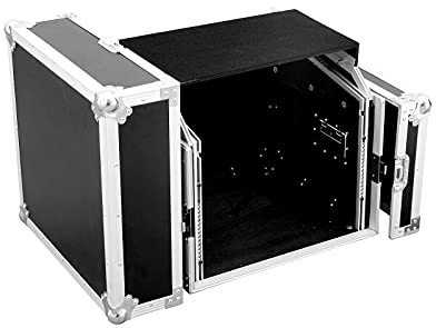 ROADINGER Spezial-Kombi-Case LS5 Laptop-Rack, 8HE | Flightcase für 483-mm-Geräte (19), mit Laptopablage