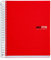Miquelrius - Notizbücher A5 The Original Notebook, 8 farbige Streifen, Undurchsichtiger Polypropylen-Einband, Format A5 (148 x 210 mm), 2-Loch-Lochung, 200 Blatt mit 70 g/m², Raster 5 mm, Rot