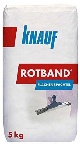 Knauf Rotband Flächenspachtel – schnell härtende Spachtel-Masse zum Spachteln und Glätten von Putz, Mauerwerk etc., leicht zu verarbeiten, Wand-, Decken-Spachtelmasse für Innen-Bereich, 5-kg