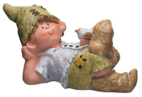 Birendy Große Niedliche schöne Wichtel Figur Junge NF87126 Gartendeko 43cm breit Aufwendig gearbeitet und von Hand bemalt, Gartenfigur, Deko, Dekorationsfigur Skulptur