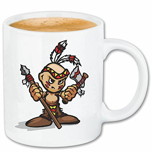 Reifen-Markt Kaffeetasse KLEINER INDIANER INDIANER HÄUPTLING Indianer WESTERN INDIANS Keramik 330 ml in Weiß